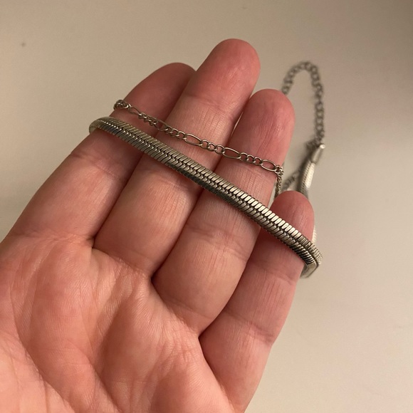 Silver double necklace - Picture 2 of 2